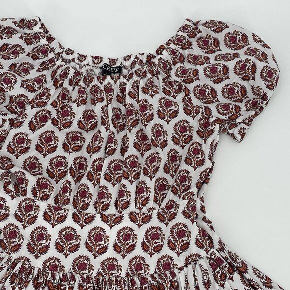 J. Crew Size 6 Drop Waist Cotton Poplin Mini Dress Bouquet Block Print BR444 - Picture 6 of 15